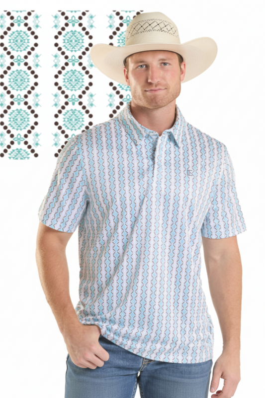 Rock&Roll Men's Medallion Wallpaper SS Polo Snap