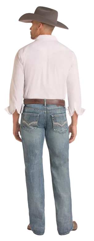Rock&Roll Raised Denim Embroidery Double Barrel Straight