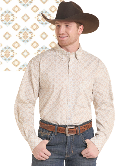 Panhandle Slim Medallion Print LS Shirt