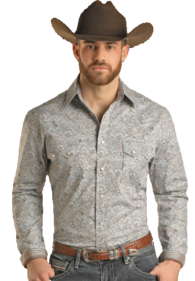 Pandhandle Digital Paisley Print Snap LS Shirt