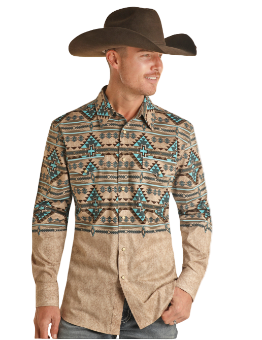 Rock&Roll LS Border Woven Snap Shirt