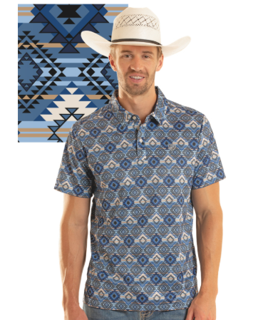Rock & Roll Denim Men's Aztec Print Polo