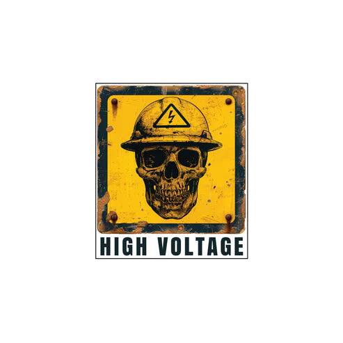 Skull Hard Hat High Voltage Sticker