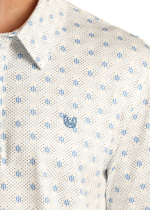 PANHANDLE SS GEO SNAP KNIT POLO - INDIGO