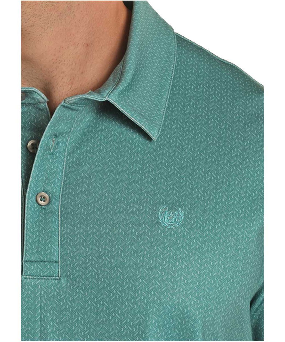 PANHANDLE SS DITZY DOT BD KNIT POLO - TURQUOISE