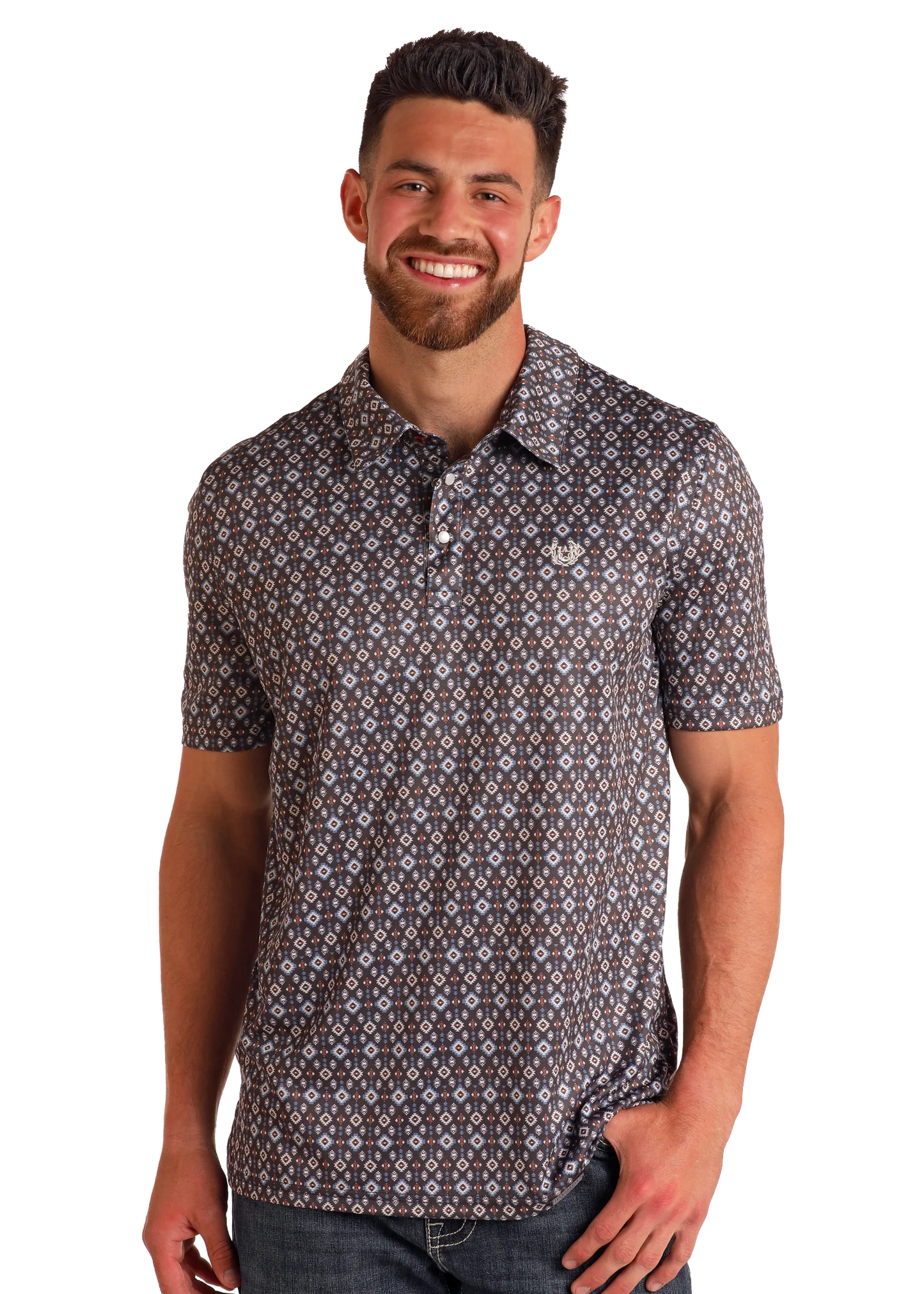 PANHANDLE SS SNAP POLO - BROWN