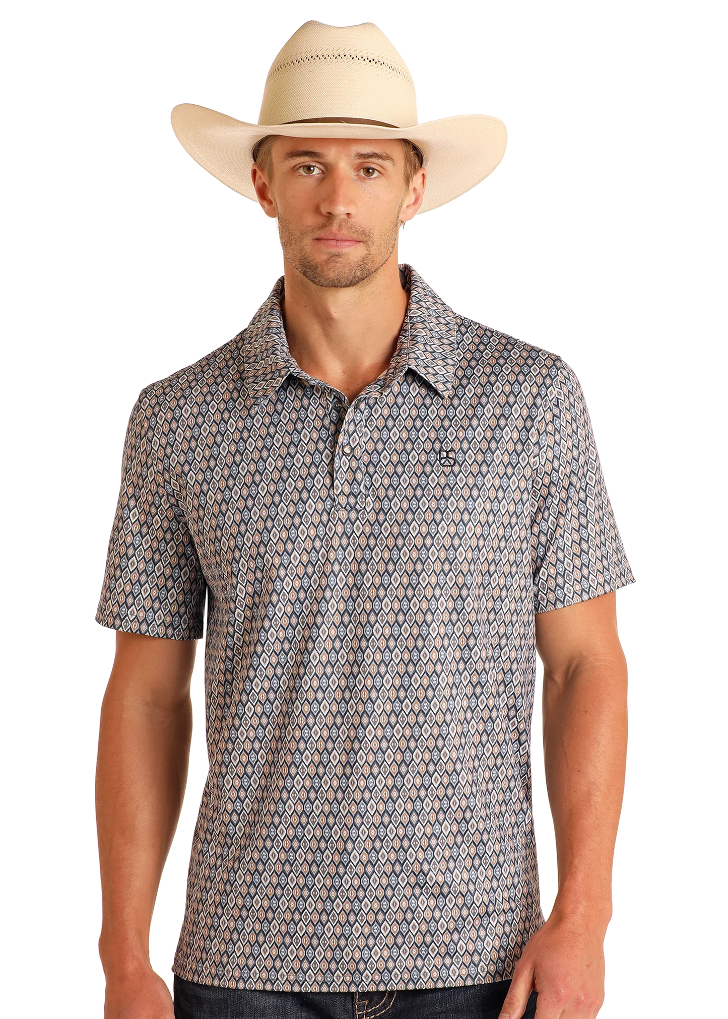 PANHANDLE SS SNAP POLO - DARK GREY
