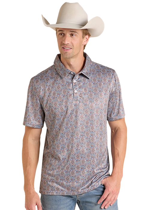 Men's Panhandle Slim Medallion Wallpaper Print Polo