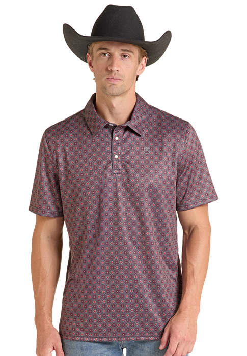 Men's Panhandle Slim Medallion Print Snap Polo