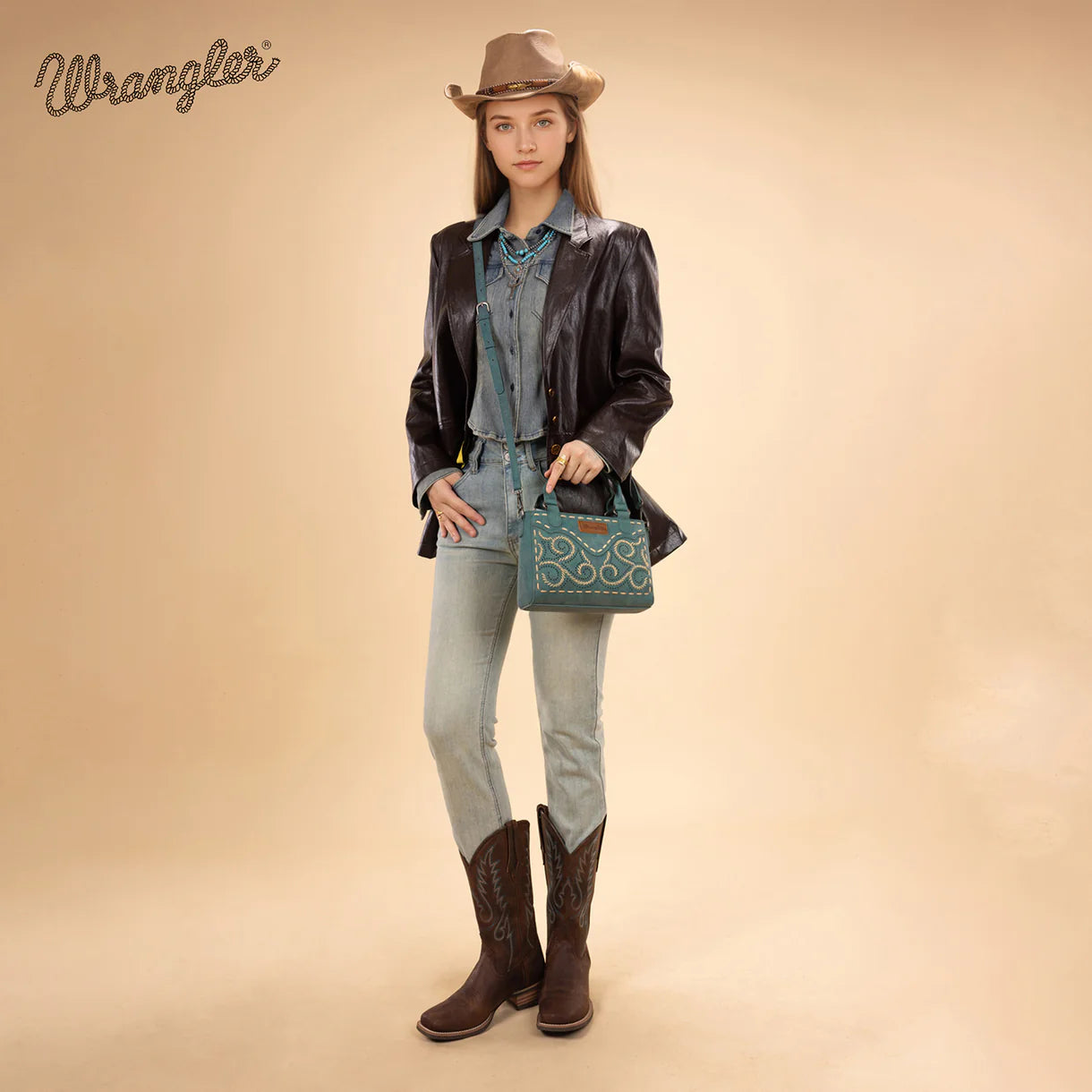 Wrangler Embroidered Swirl Mini Satchel/ Crossbody