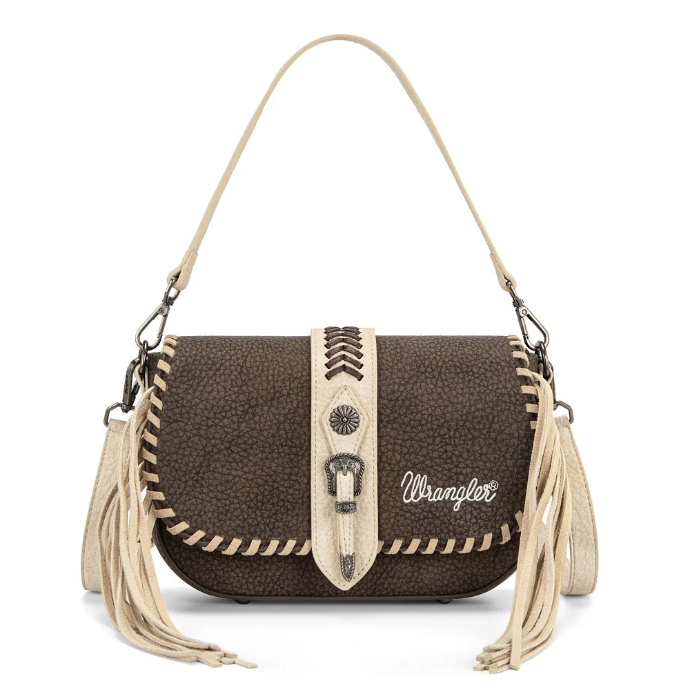Wrangler Braided Tassel Saddle Crossbody Bag