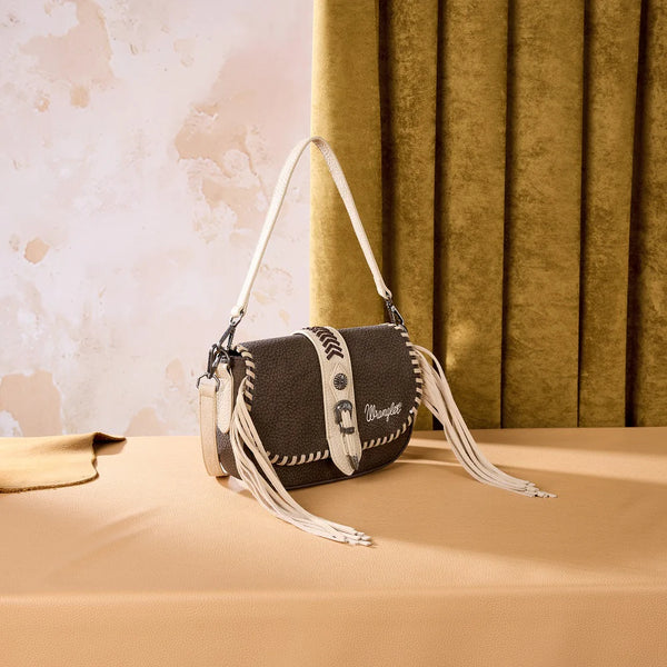 Wrangler Braided Tassel Saddle Crossbody Bag
