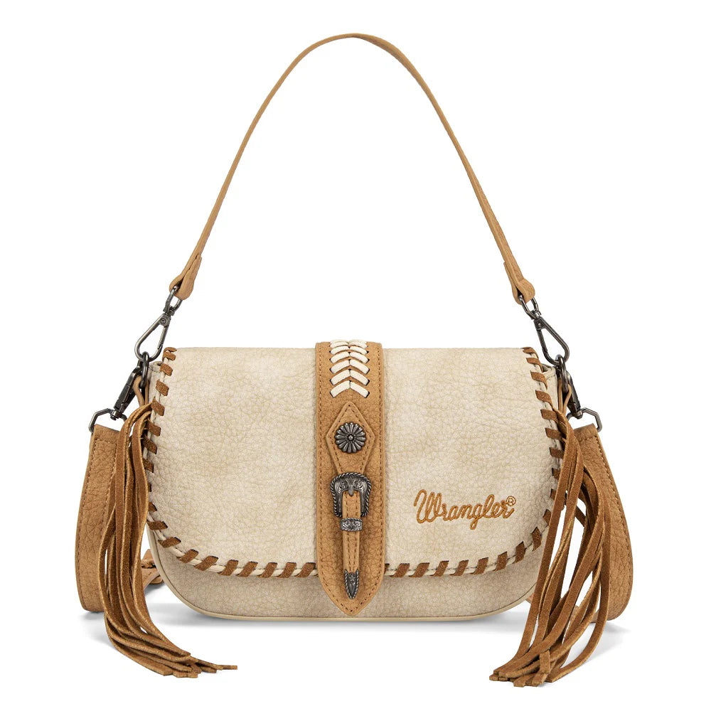 Wrangler Braided Tassel Saddle Crossbody Bag