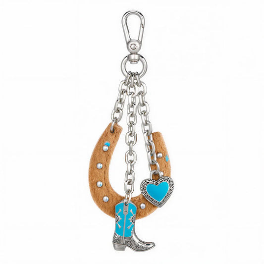 Wrangler Western Cowhide Horseshoe Bag Charm