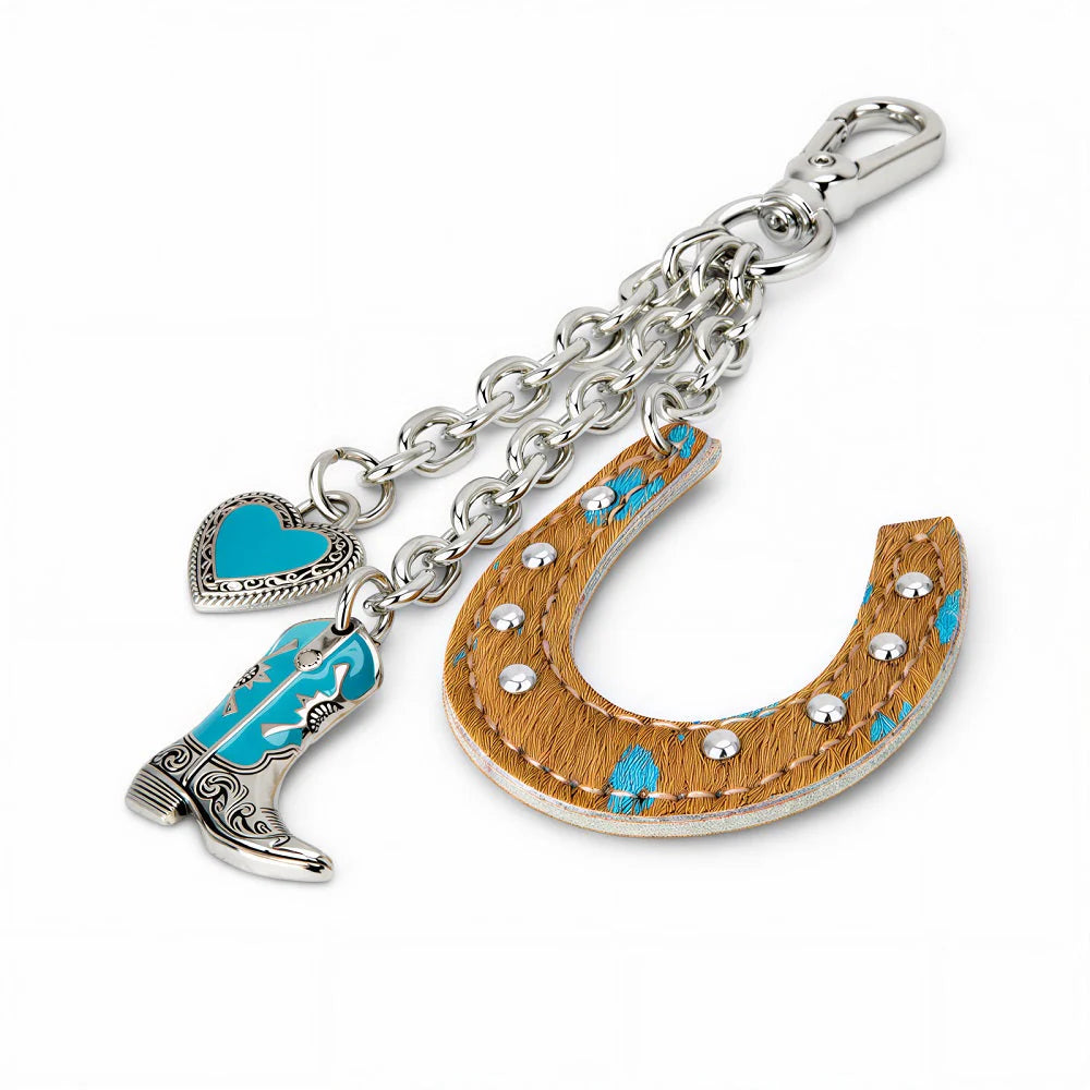 Wrangler Western Cowhide Horseshoe Bag Charm