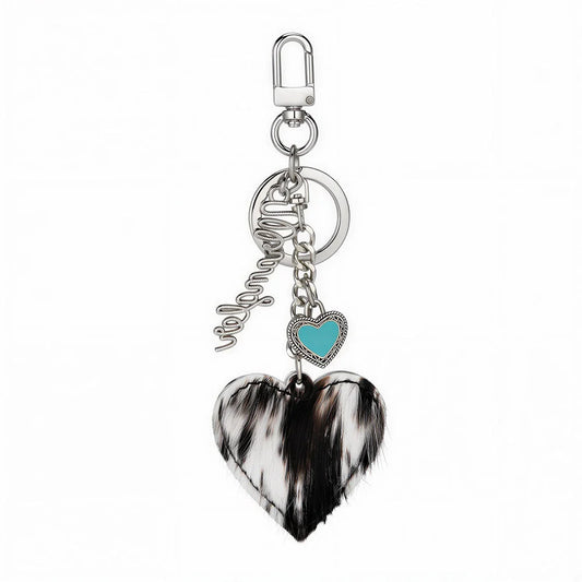 Wrangler Cowhide Heart Bag Charm