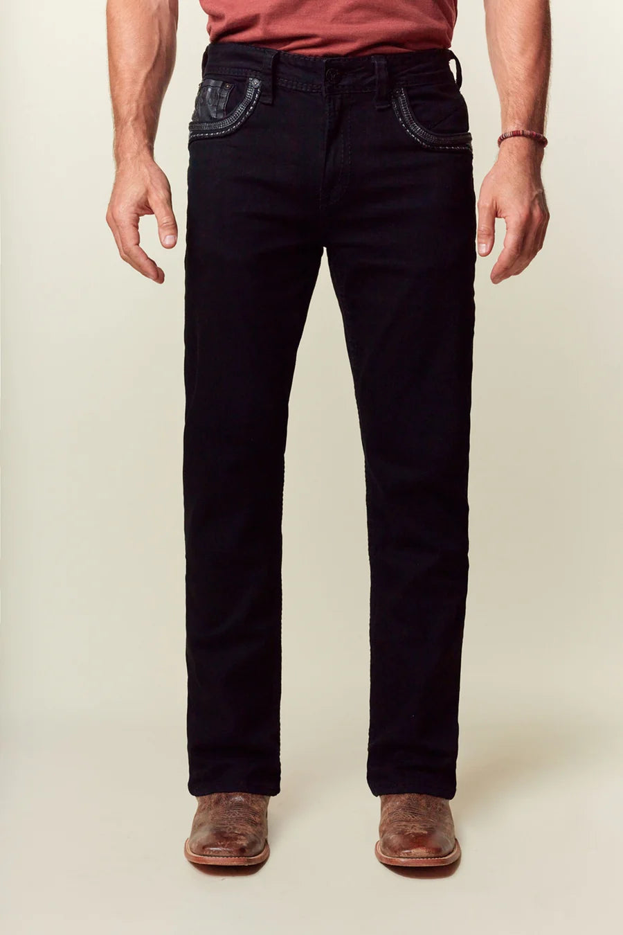 Men's Western Blue Straight Jeans