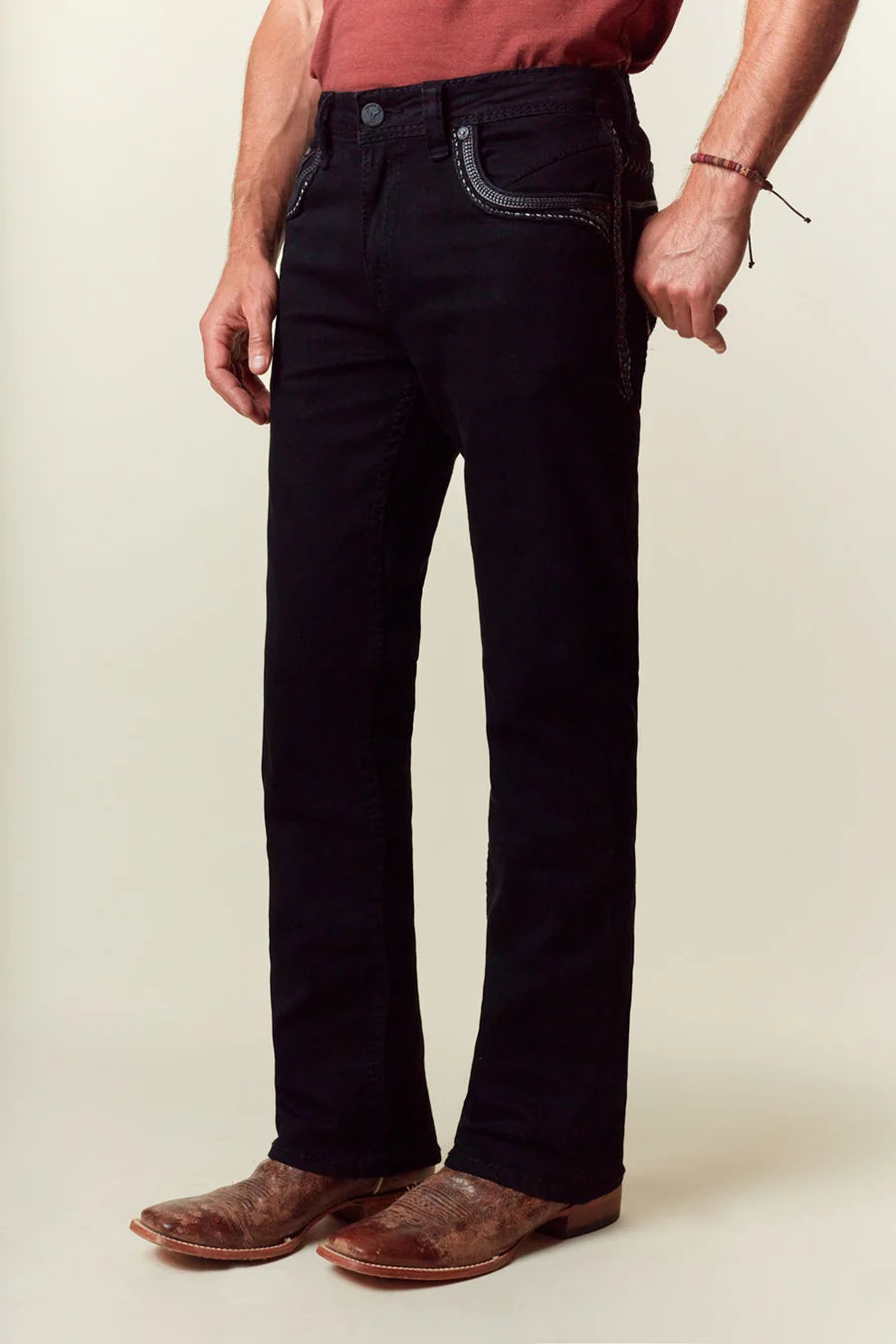 Men's Western Blue Straight Jeans