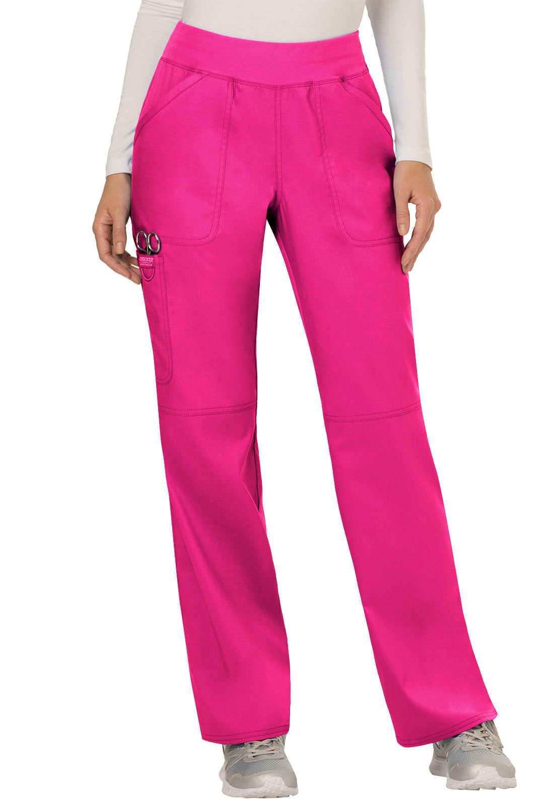 Women's Elastic Waist Cargo Pocket Scrub Pant - Plus
