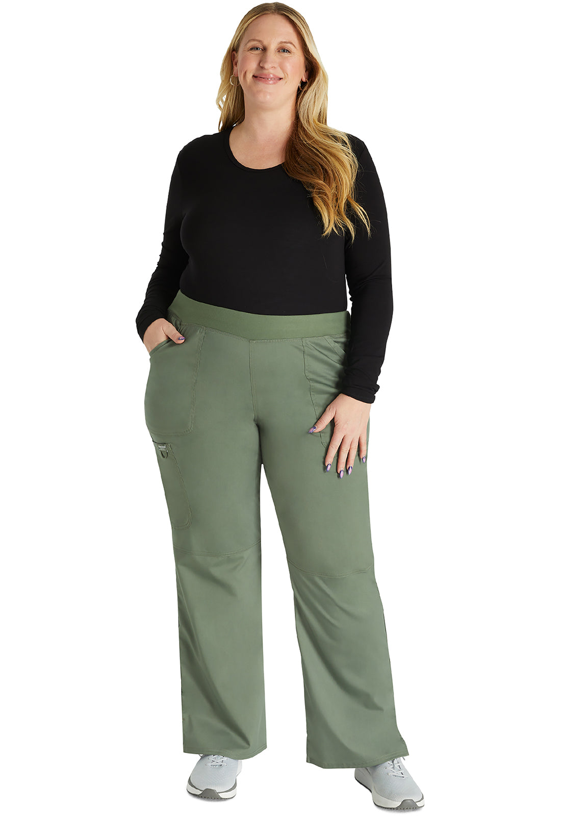 Women's Elastic Waist Cargo Pocket Scrub Pant