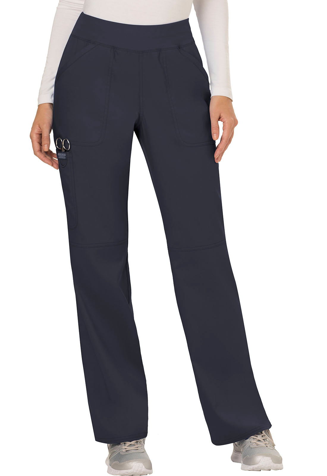 Women's Elastic Waist Cargo Pocket Scrub Pant - Plus