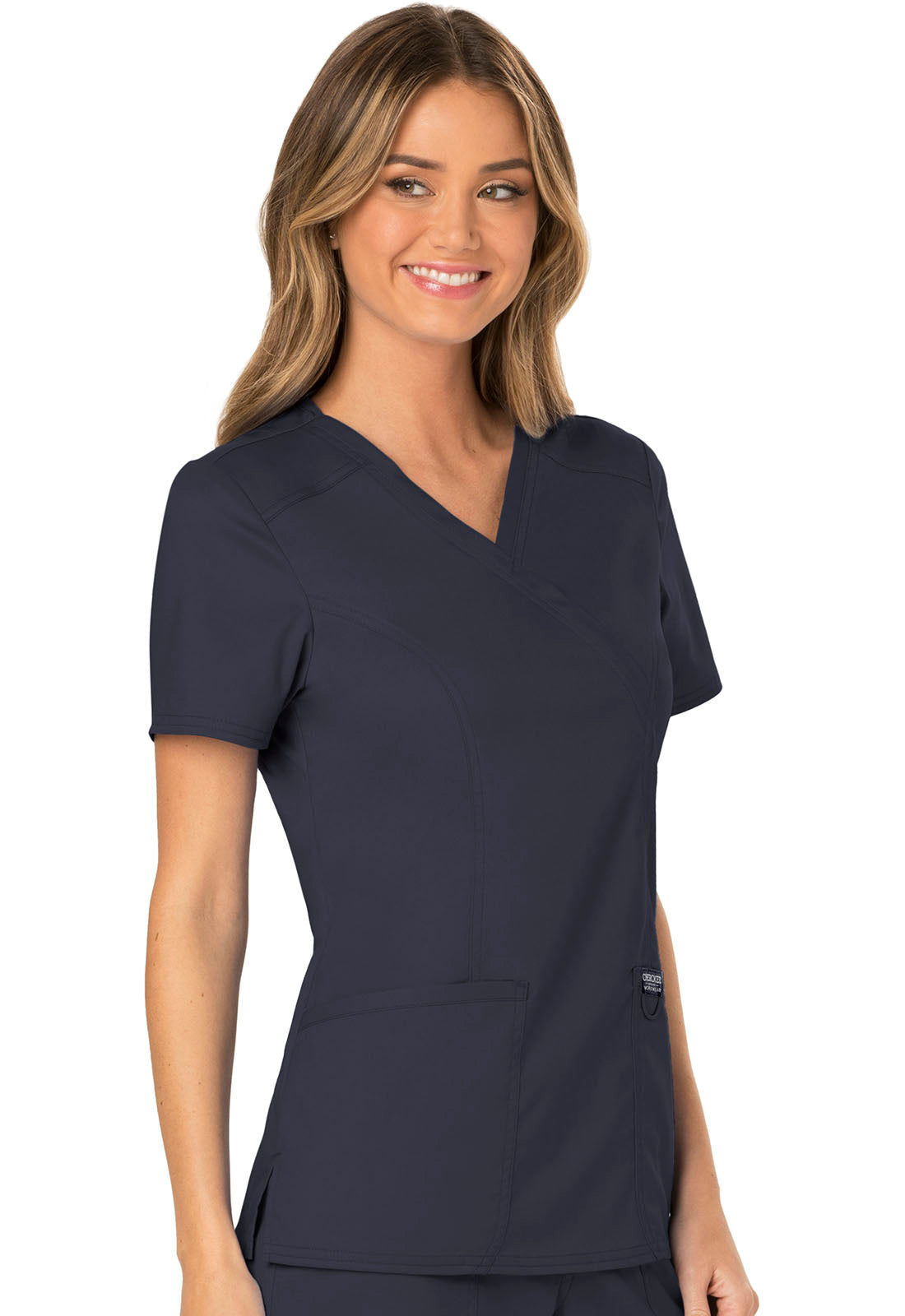Women's Mock Wrap Solid Scrub Top - Plus