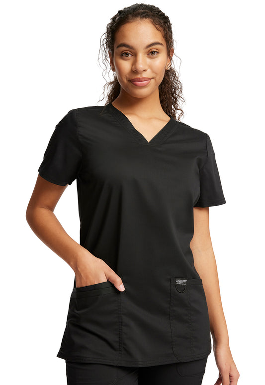 Women's V- Neck Solid Scrub Top- Plus