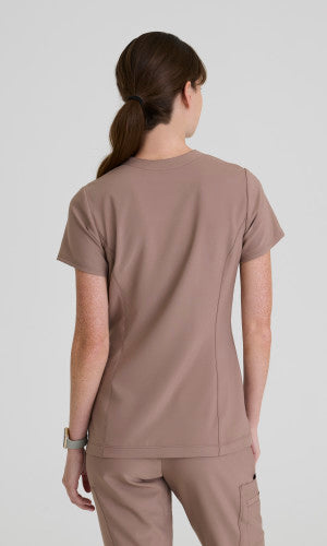 Sky 2-Pocket Banded Notched Neck Top