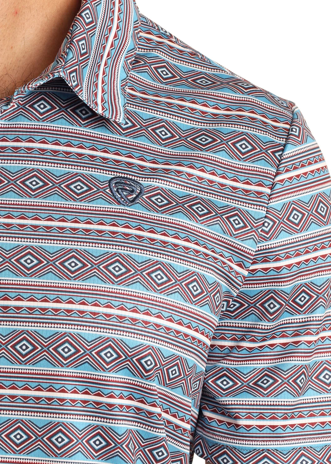 ROCK&ROLL RR AZTEC PRINTED POLO - BLUE