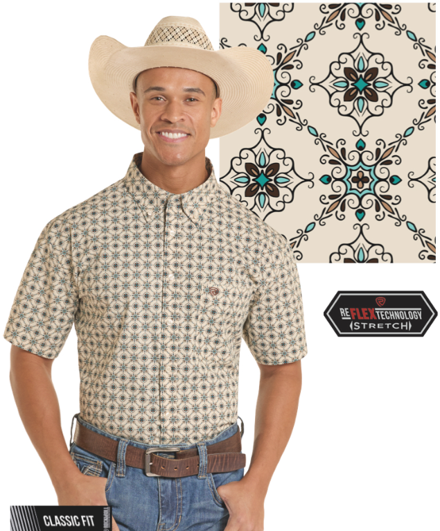 ROCK&ROLL Medallion Printed SS - Teal