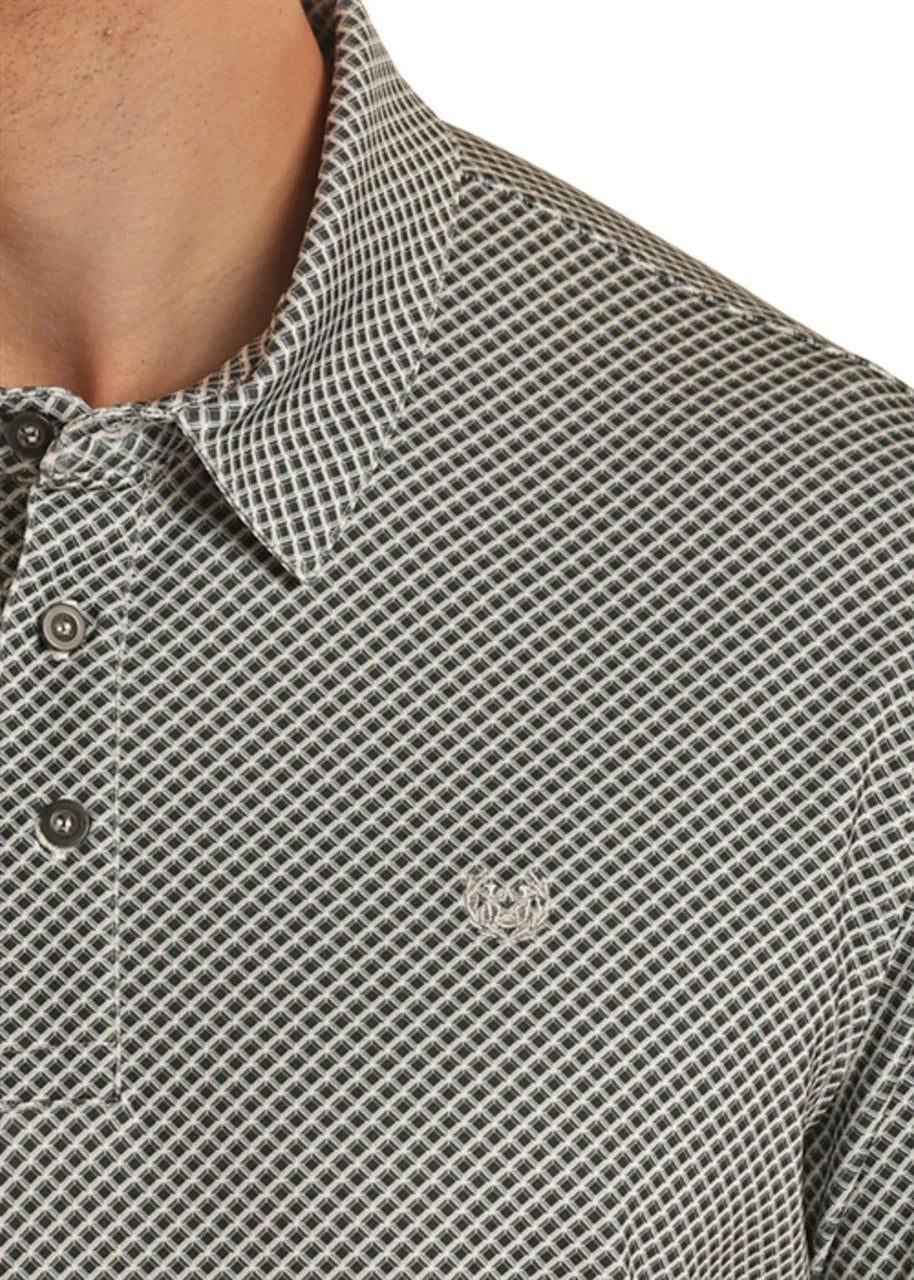 PANHANDLE SS GEO BD KNIT POLO - CHARCOAL