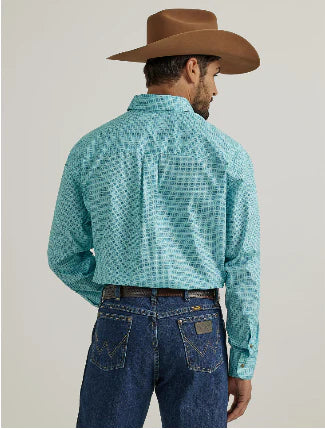 Wrangler Men's George Strait Long Sleeve Button Down Turquoise Shirt