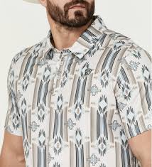 ROCK&ROLL SS AZTEC STRIPE POLO - NATURAL