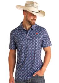 ROCK&ROLL AZTEC PRINTED POLO - LIGHT NAVY