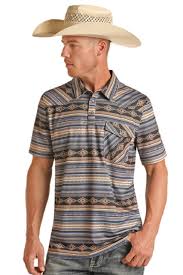 ROCK&ROLL SS PRINTED POLO BD NEW BODY - BLUE