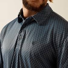 Ariat All Over Newsboy Blue SS Polo