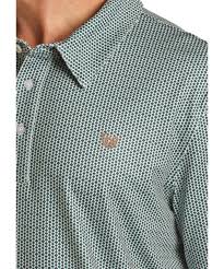PANHANDLE SS GEO BUTTOM KNIT POLO - TURQUOISE