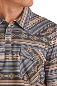 ROCK&ROLL SS PRINTED POLO BD NEW BODY - BLUE