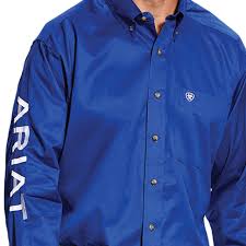 Ariat Team Logo Twill Clssc Ultramarine/ White LS SHRT