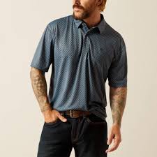 Ariat All Over Newsboy Blue SS Polo