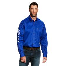 Ariat Team Logo Twill Clssc Ultramarine/ White LS SHRT