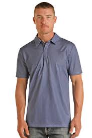 ROCK&ROLL SS MICRO PRINT POLO BD - BLUE