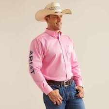 ARIAT Team Logo Twill Pink/ Directoire Blue LS SHRT