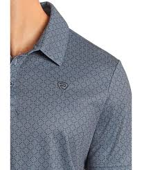 ROCK&ROLL GEO PRINTED POLO - NAVY