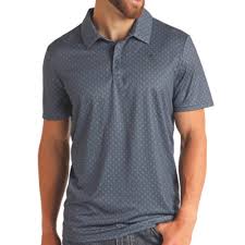 ROCK&ROLL GEO PRINTED POLO - NAVY