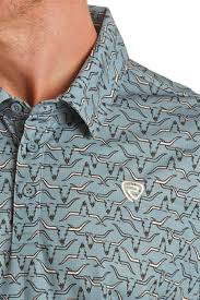 ROCK&ROLL SS LONGHORN PRINTED POLO - BLUE