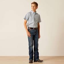 ARIAT YOUTH EDGAR SS SHRT - BLUE HEAVEN