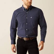 Ariat Carmine Navy LS SHRT