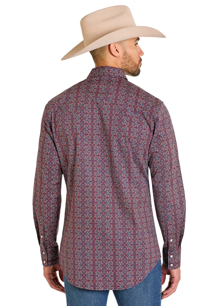 Slim Fit Boot Stitch Long Sleeve Snap Shirt