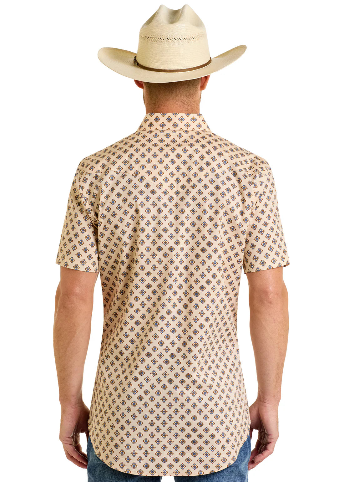 Rock&Roll Geo Print SS Snap - Tan